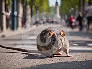 Garbage and rats in the streets of Paris photo