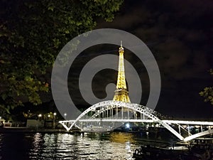 Paris, July 2017: Eiffel tower at night light show. Paris