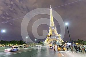 PARIS - JUNE 2014: Night view of Tour Eiffel. This is the most v