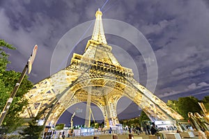 PARIS - JUNE 2014: Night view of Tour Eiffel. This is the most v