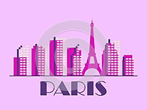 Paris landscape in vintage style. Paris retro banner with Eiffel tower and buildings in linear style. Design of printing, posters