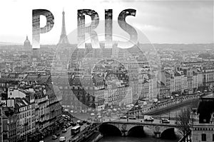 Paris Lettering in Black and White in France