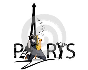 Paris lettering with Eiffel tower.