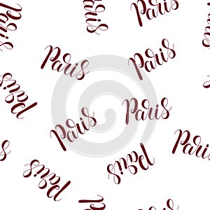 Paris lettering seamless pattern. Vector hand drawn illustration.