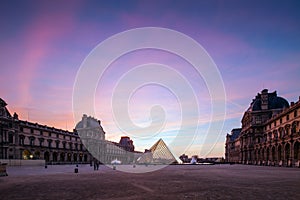 Paris Louvre at Twilight