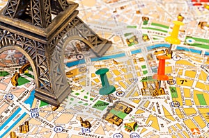 Paris map visiting places photo