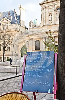 Paris - Menu in a restaurant
