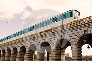 Paris Metro on the bridge