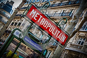 Paris Metro street sign at Notre-Dame-des-Champs