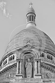 Paris Montmatre Cathedral detail in black and white