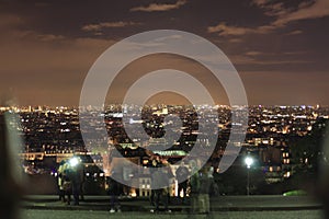 Paris night city lights, France. Tourist, summer. Buildings.