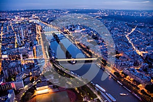 Paris at night seen from 300 m above ground