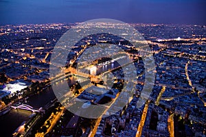 Paris at night seen from 300 m above ground