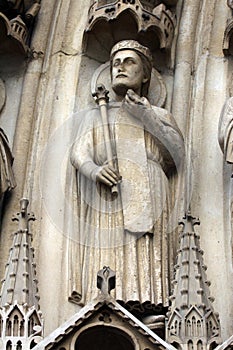 Paris, Notre-Dame cathedral, portal of the Virgin, the archivolts are populated by the Heavenly Court photo