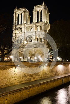 Paris Notre Dame Cathedral and the Seine river