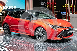 New Toyota Corolla Hybrid car showcased at the Paris Motor Show