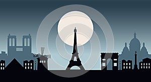 Paris Panaroma, France. Beautiful Paris architecture symbols landscape travel background postcard.