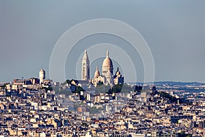 Paris panorama of Montmartre and Sacre Couer