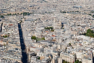 Paris, panoramic view on St. Sulpice Church from M