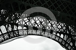 Paris. Part of the Eiffel Tower. Arch.