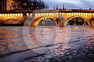 Paris Pont Neuf Bridge Seine river floods