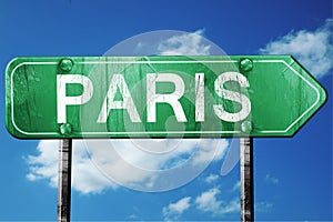 Paris road sign , worn and damaged look