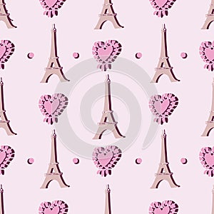 Paris Romance-Love in Parise Seamless Repeat Pattern Background