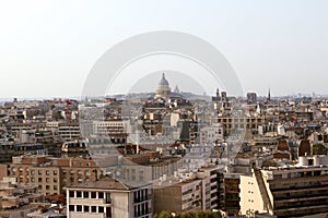 Paris roofs skyline with PanthÃ©on basilique in the background, Paris, France