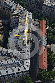 Paris rooftops viewed from above.