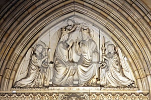 Paris, Sainte Chapelle tympanum, Mary`s coronation