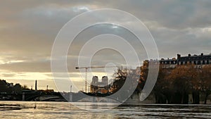 Paris, seine river and notre-dame cathedral.