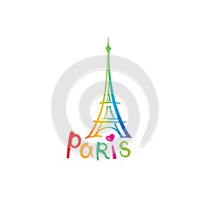 Paris sign. French famous landmark Eiffel tower. Travel France icon