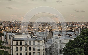 Paris - skies and buildings in the evening.