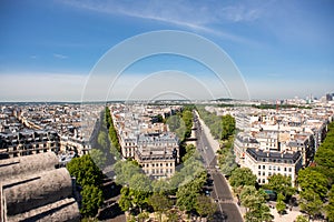 Paris Skyline. Avenue Foch and Avenue Victor Hugo. View from Arc de Triomphe