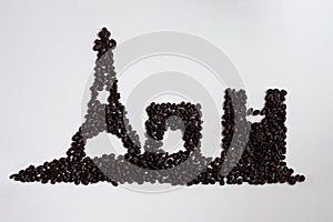 Paris skyline in coffee beans simple