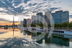 Paris skyline with Eiffel tower in background at Paris, France.