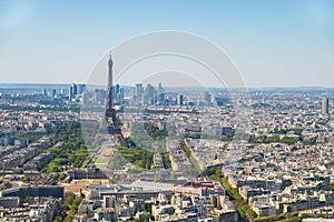 Paris skyline with Eiffel Tower, Les Invalides and business dist
