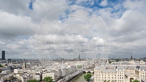 Paris skyline with Eiffel Tower in Paris, Time Lapse, 4k