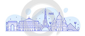 Paris skyline France city notable buildings vector