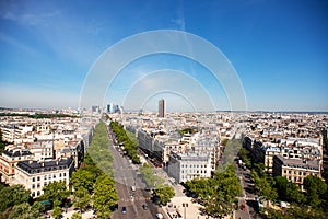 Paris Skyline. La Defense Business Area, La Grande Armee avenue