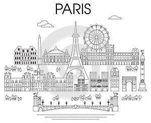 Paris Skyline line art 9