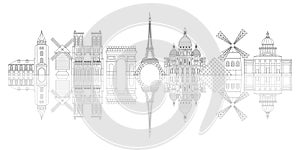 Paris Skyline Line Art Minimalist Banner