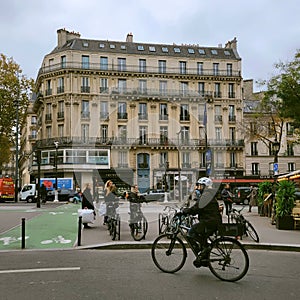 Paris street and the Haussmann building view of the capital city of France