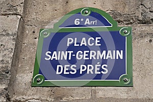 Paris Street Sign Place Saint Germain des PrÃ©s