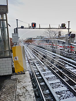 Paris subway under snow in winter