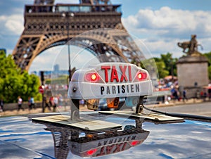 Paris taxi near Eiffel Tower