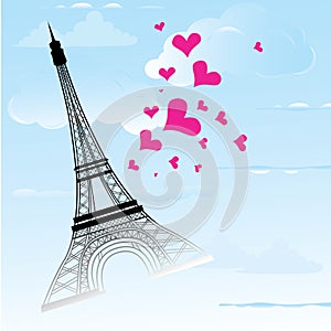 Paris town in France card as symbol love and romance travel