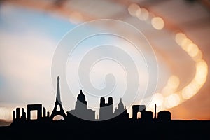 Paris Unveiled: A Captivating Silhouette of Iconic Landmarks Embracing the Spirit of the 2024 Sports Games. Stadium in the