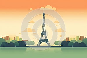 Paris urban landscape with cityscape silhouette. Pattern with houses. Illustration