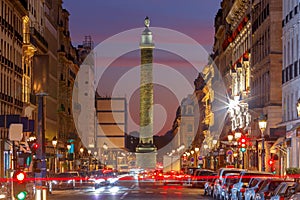 Paris. Vendome Square at sunset.